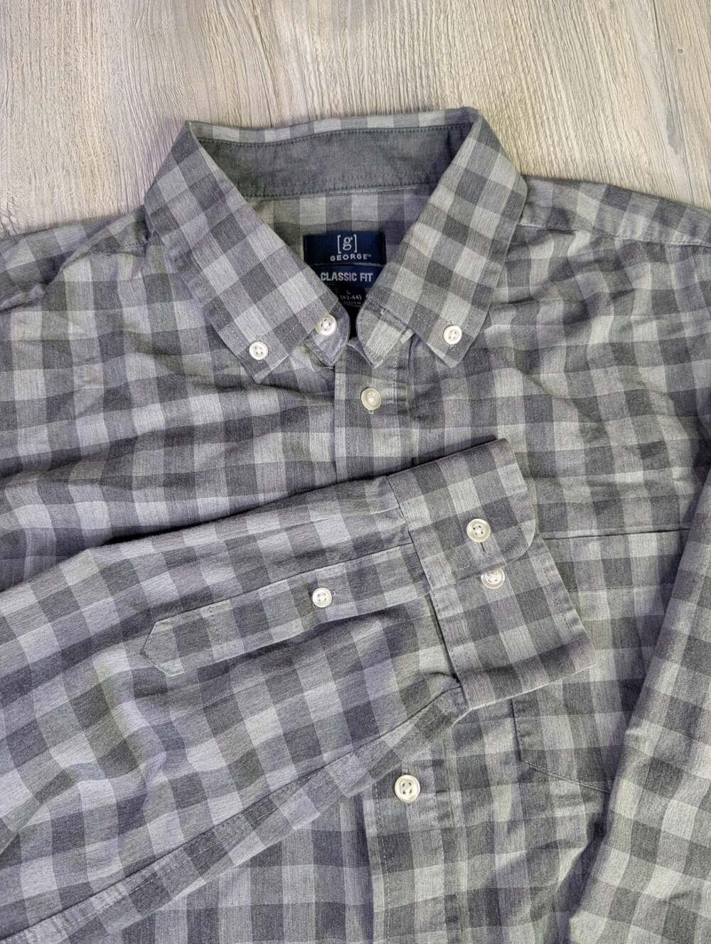 George Men's Long Sleeve Button Down Plaid Shirt size Large